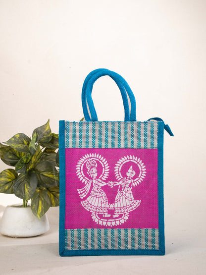 Jute Bag - Radha-Krishna Print - WBG1777