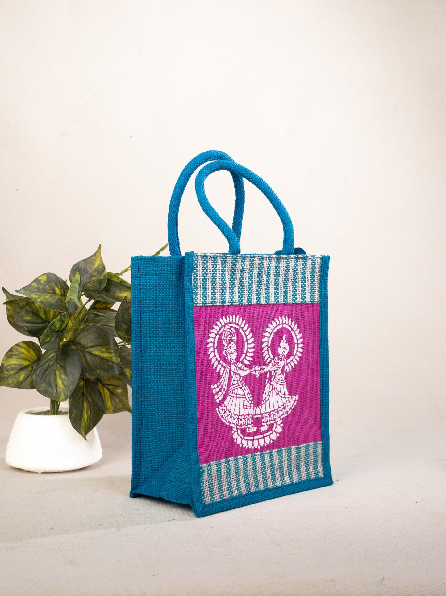 Jute Bag - Radha-Krishna Print - WBG1777
