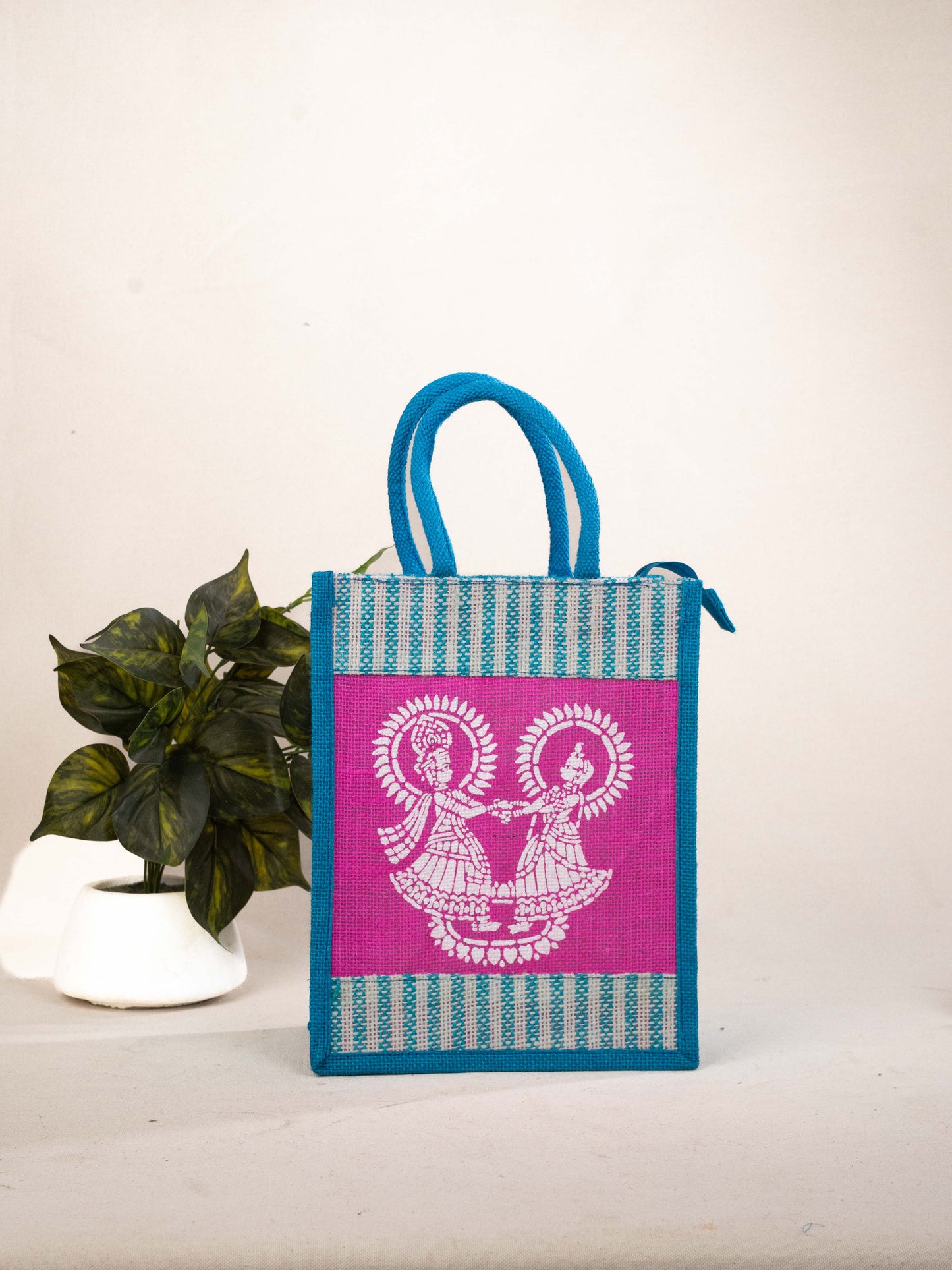 Jute Bag - Radha-Krishna Print - WBG1777