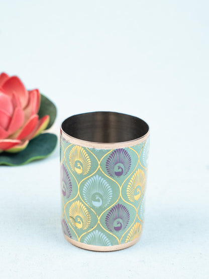 Digital Printed Meenakari - Peacock Design Glass - WBG1778