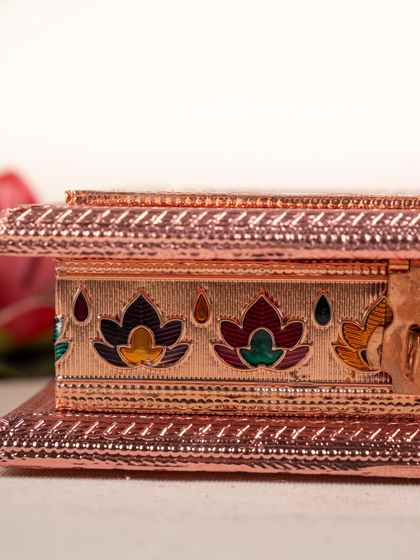 Customized - Meenakari Dry Fruit Box - 7x5 inch - Copper - WBG1782
