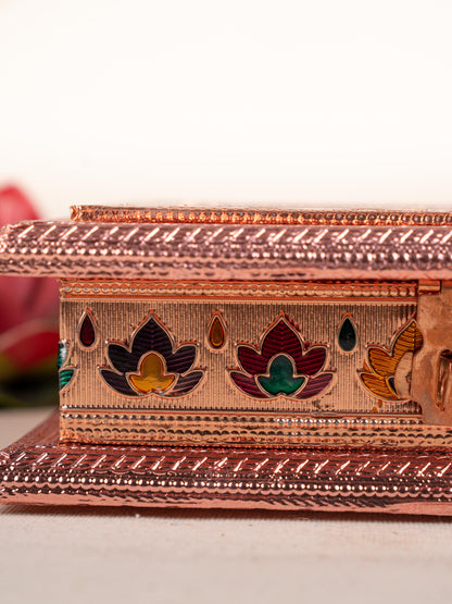 Customized - Meenakari Dry Fruit Box - 7x5 inch - Copper - WBG1782