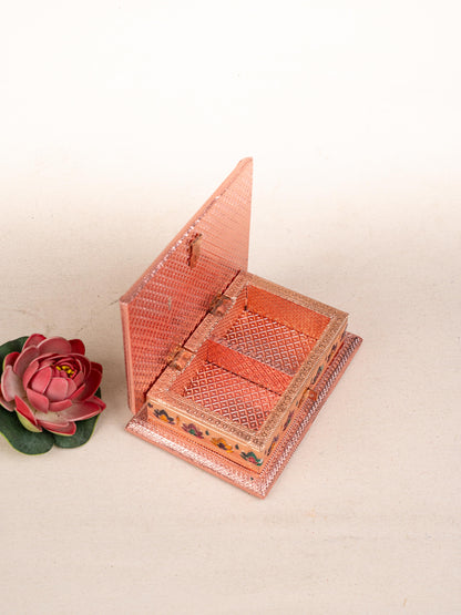 Customized - Meenakari Dry Fruit Box - 7x5 inch - Copper - WBG1782