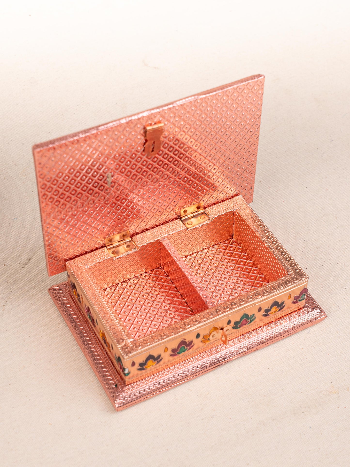 Customized - Meenakari Dry Fruit Box - 7x5 inch - Copper - WBG1782