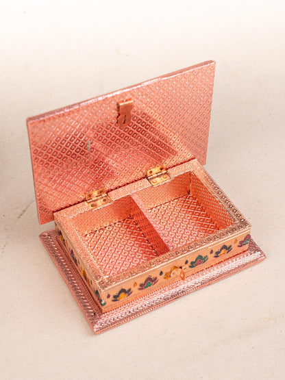 Customized - Meenakari Dry Fruit Box - 7x5 inch - Copper - WBG1782
