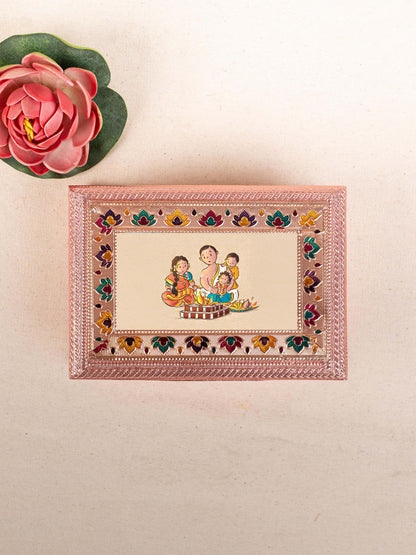 Customized - Meenakari Dry Fruit Box - 7x5 inch - Copper - WBG1782