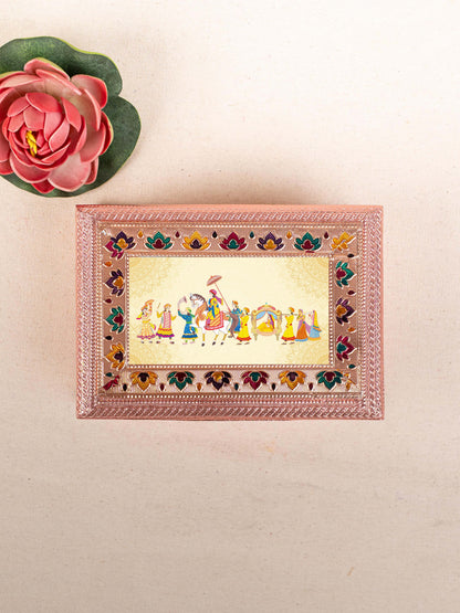 Customized - Meenakari Dry Fruit Box - 7x5 inch - Copper - WBG1782