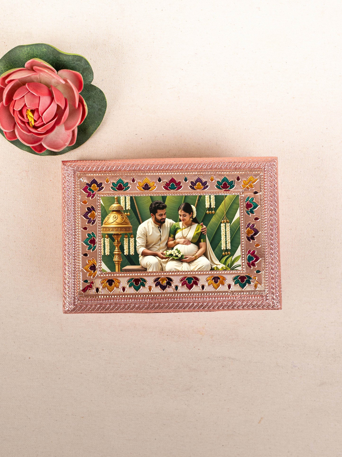 Customized - Meenakari Dry Fruit Box - 7x5 inch - Copper - WBG1782