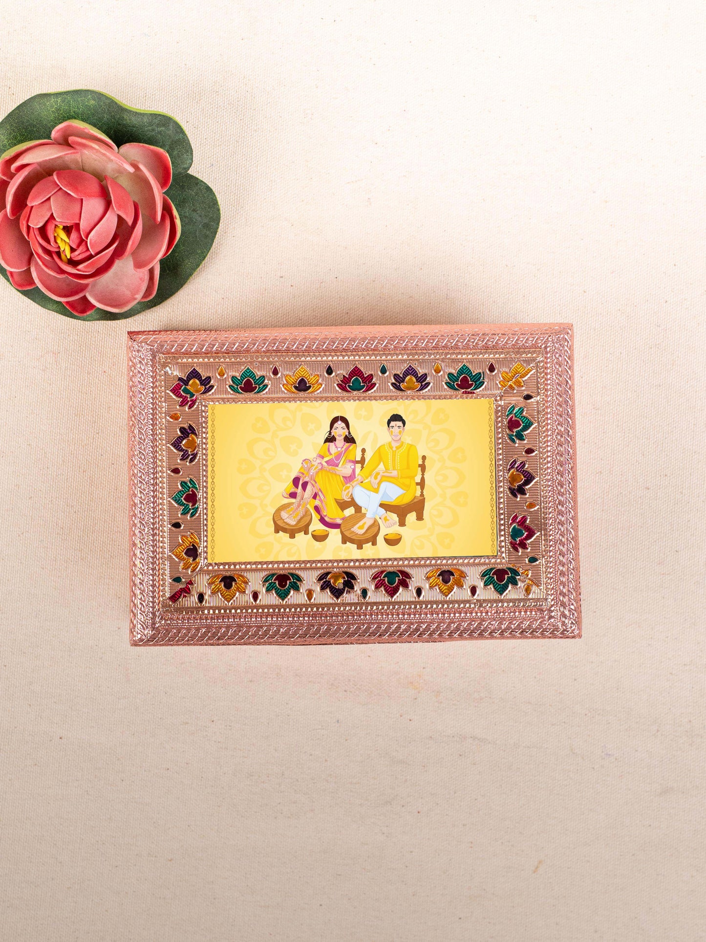Customized - Meenakari Dry Fruit Box - 7x5 inch - Copper - WBG1782