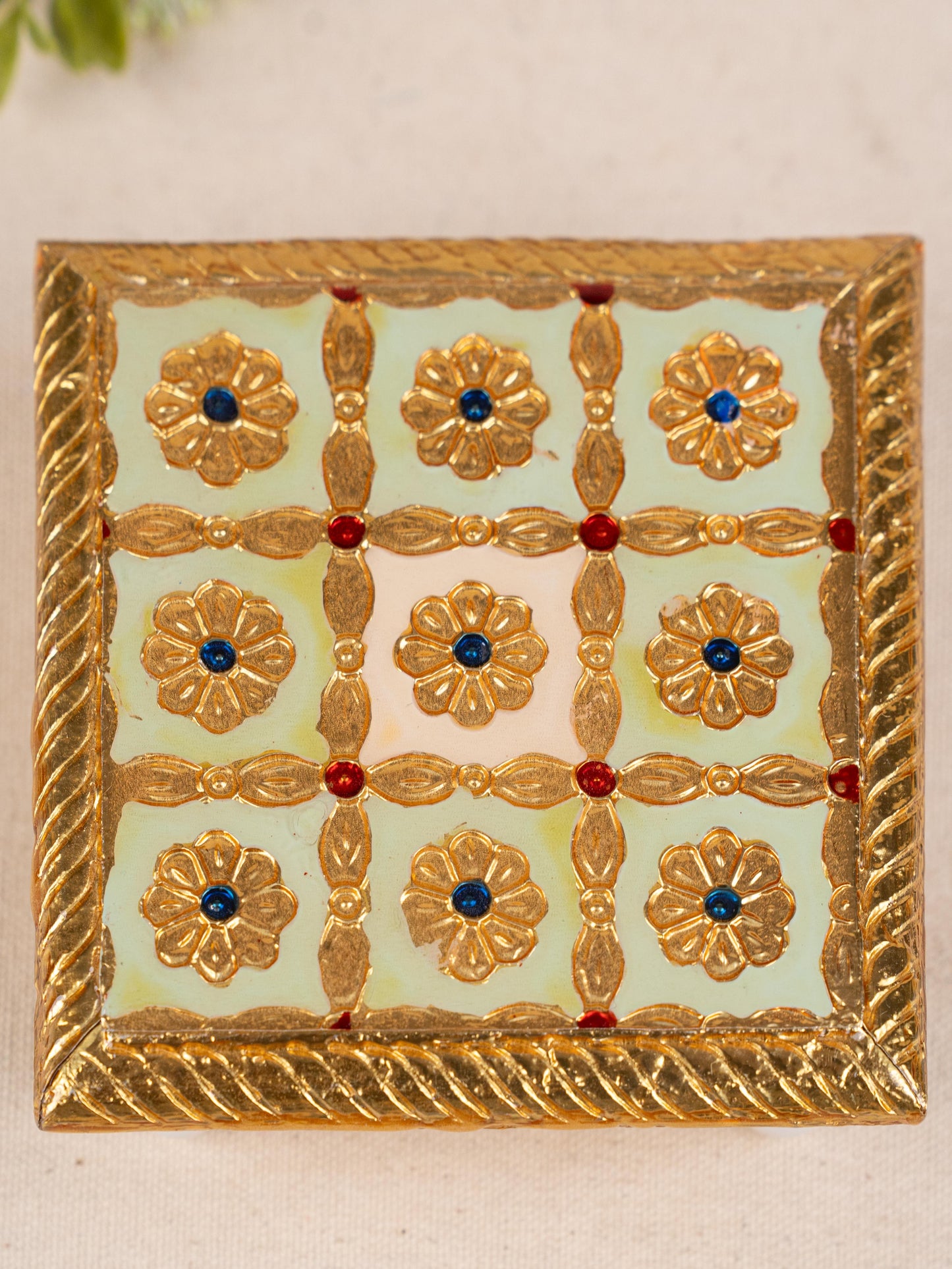 Meenakari Manai - 5x5 inch - Green - WBG1783-3