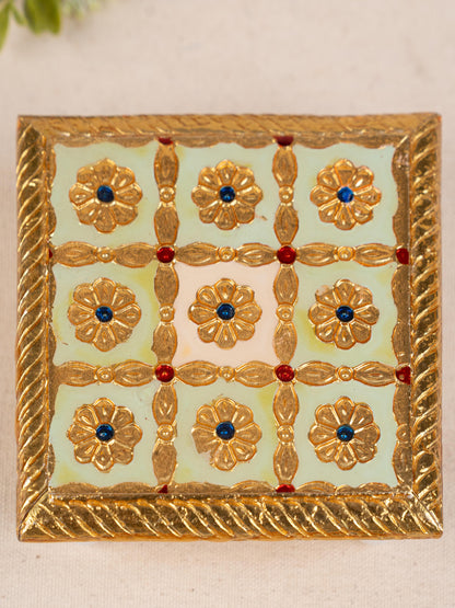 Meenakari Manai - 5x5 inch - Green - WBG1783-3