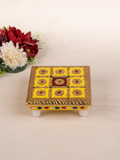 Meenakari Manai - 5x5 inch - Yellow - WBG1783-2