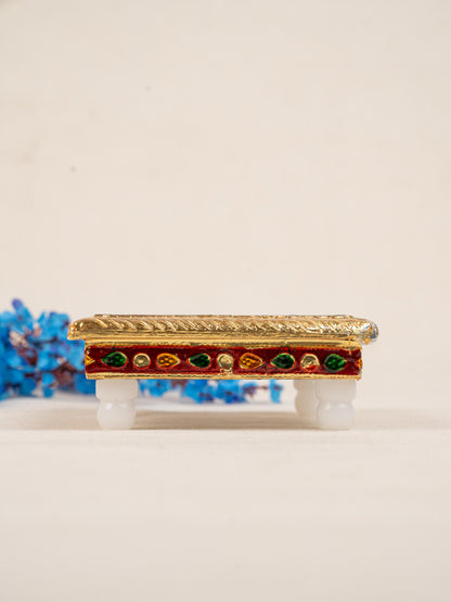 Meenakari Manai - 5x5 inch - Red - WBG1783-1