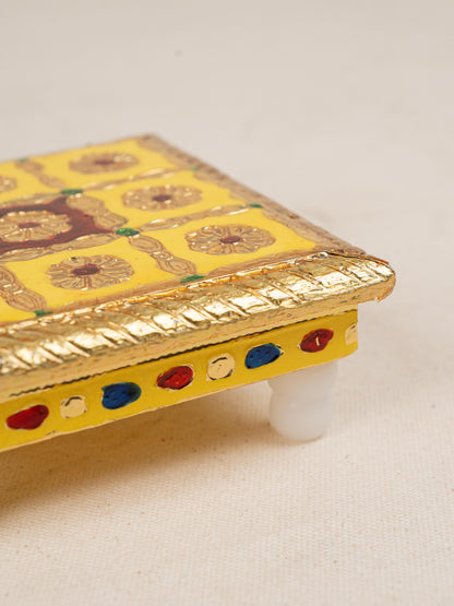 Meenakari Manai - 5x5 inch - Yellow - WBG1783-2