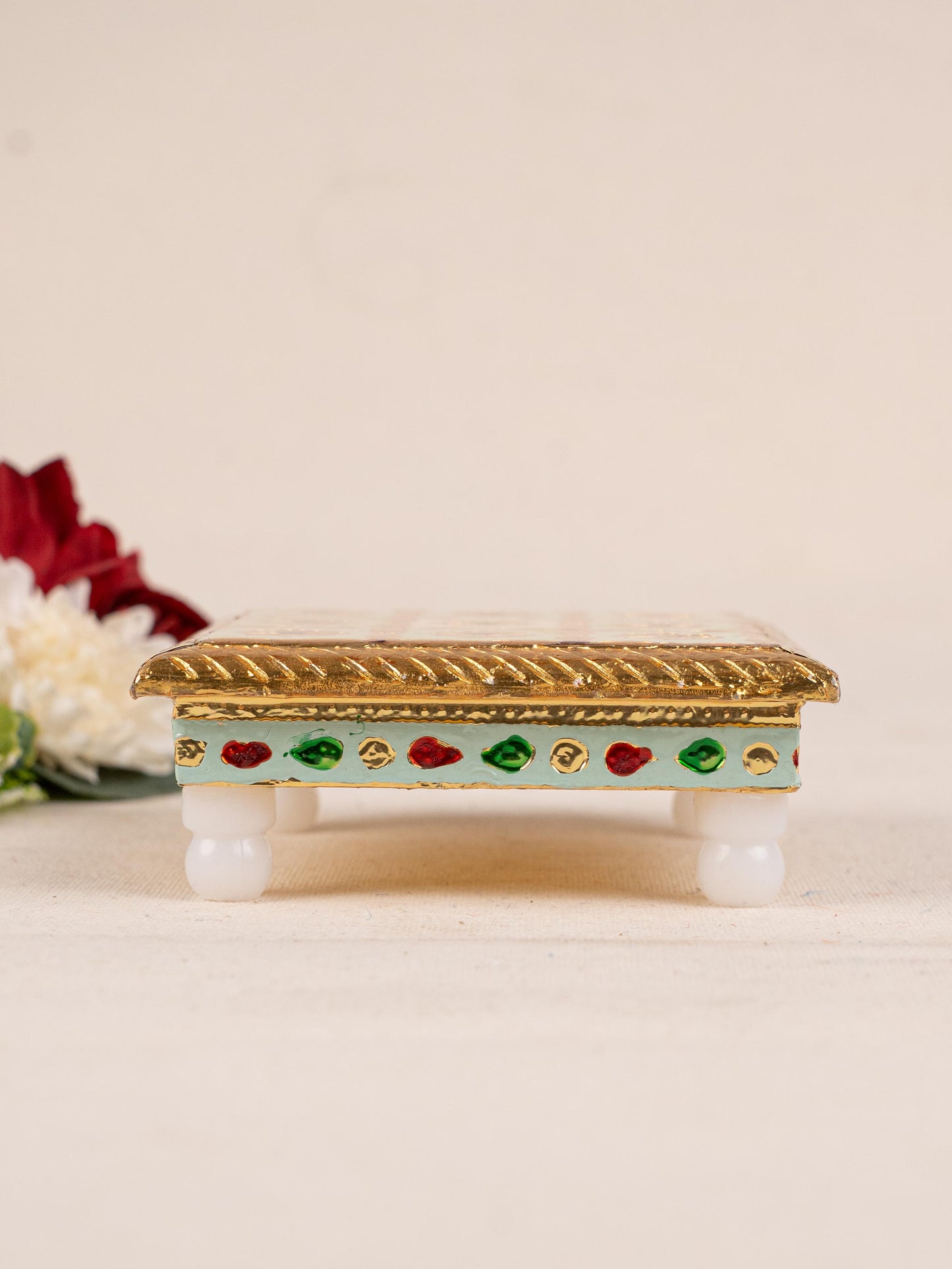 Meenakari Manai - 5x5 inch - Green - WBG1783-3