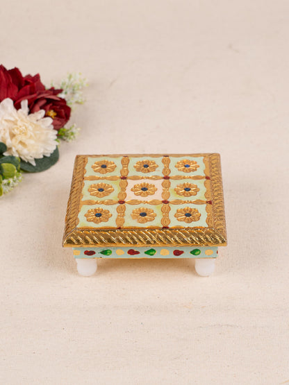 Meenakari Manai - 5x5 inch - Green - WBG1783-3