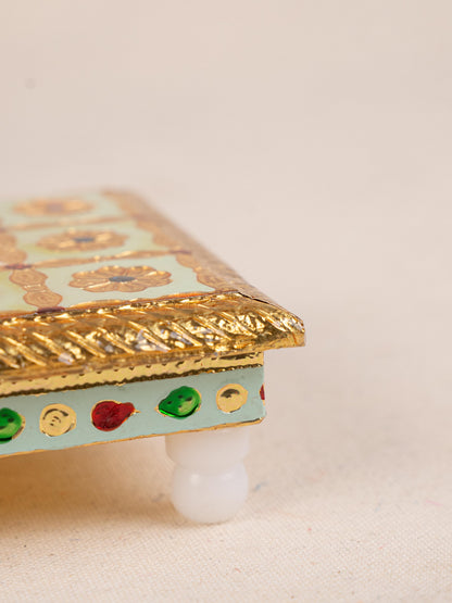 Meenakari Manai - 5x5 inch - Green - WBG1783-3