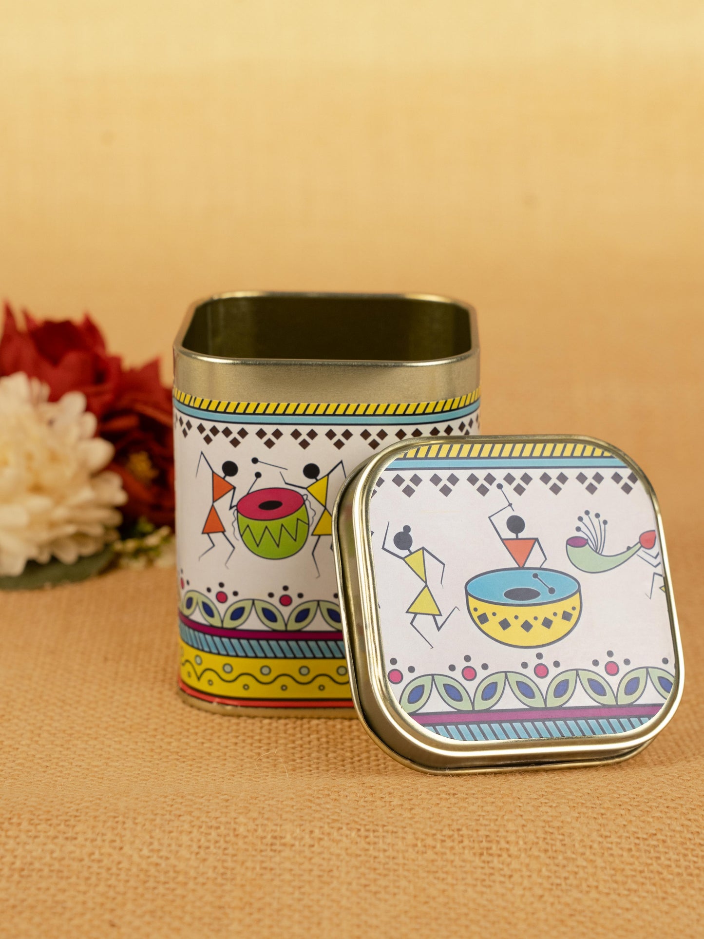 Printed Tin box - Warli Design - WBG1785