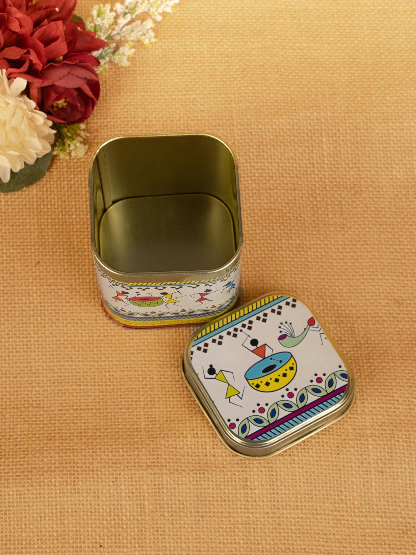 Printed Tin box - Warli Design - WBG1785