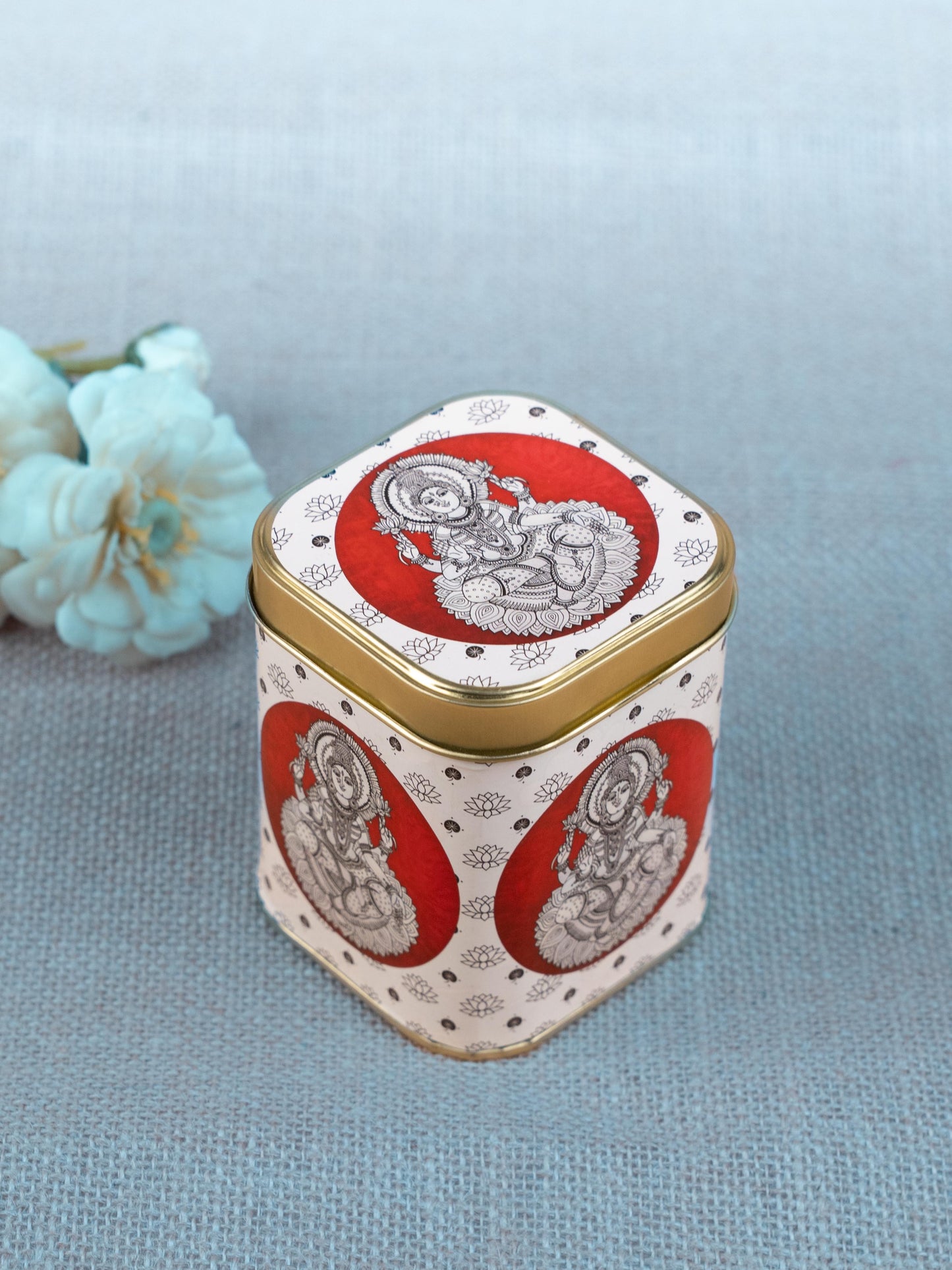 Printed Tin box - Madhubani Design - WBG1786
