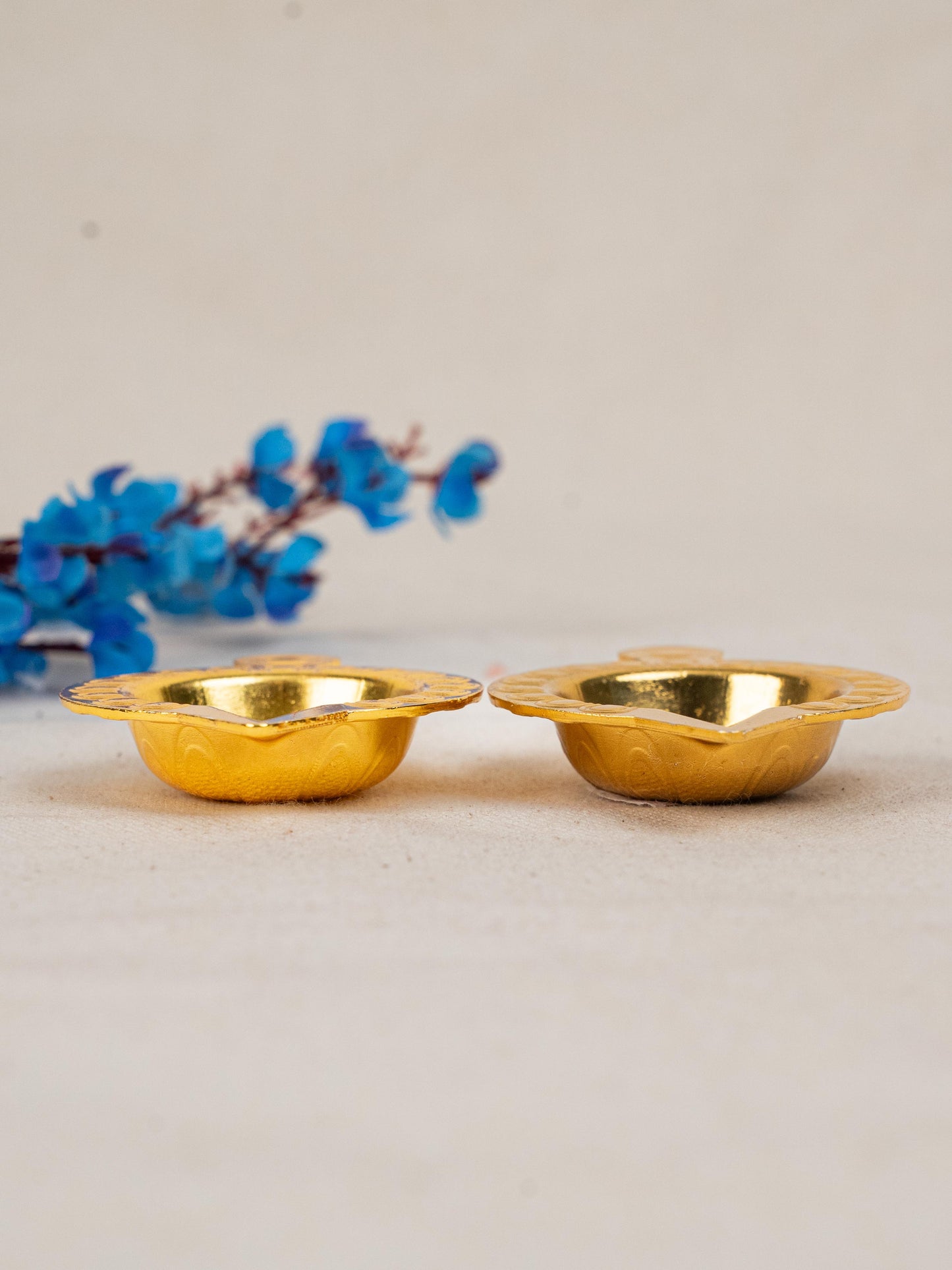 Zinc Alloy Diya Set of 2 - Gold - WBG1789-1