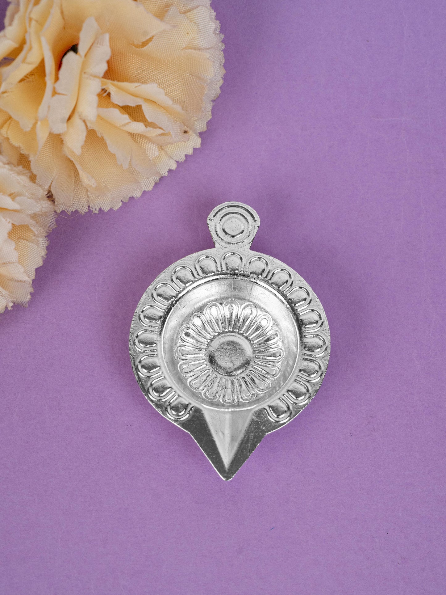Zinc Alloy Diya Set of 2 - Silver - WBG1789-2