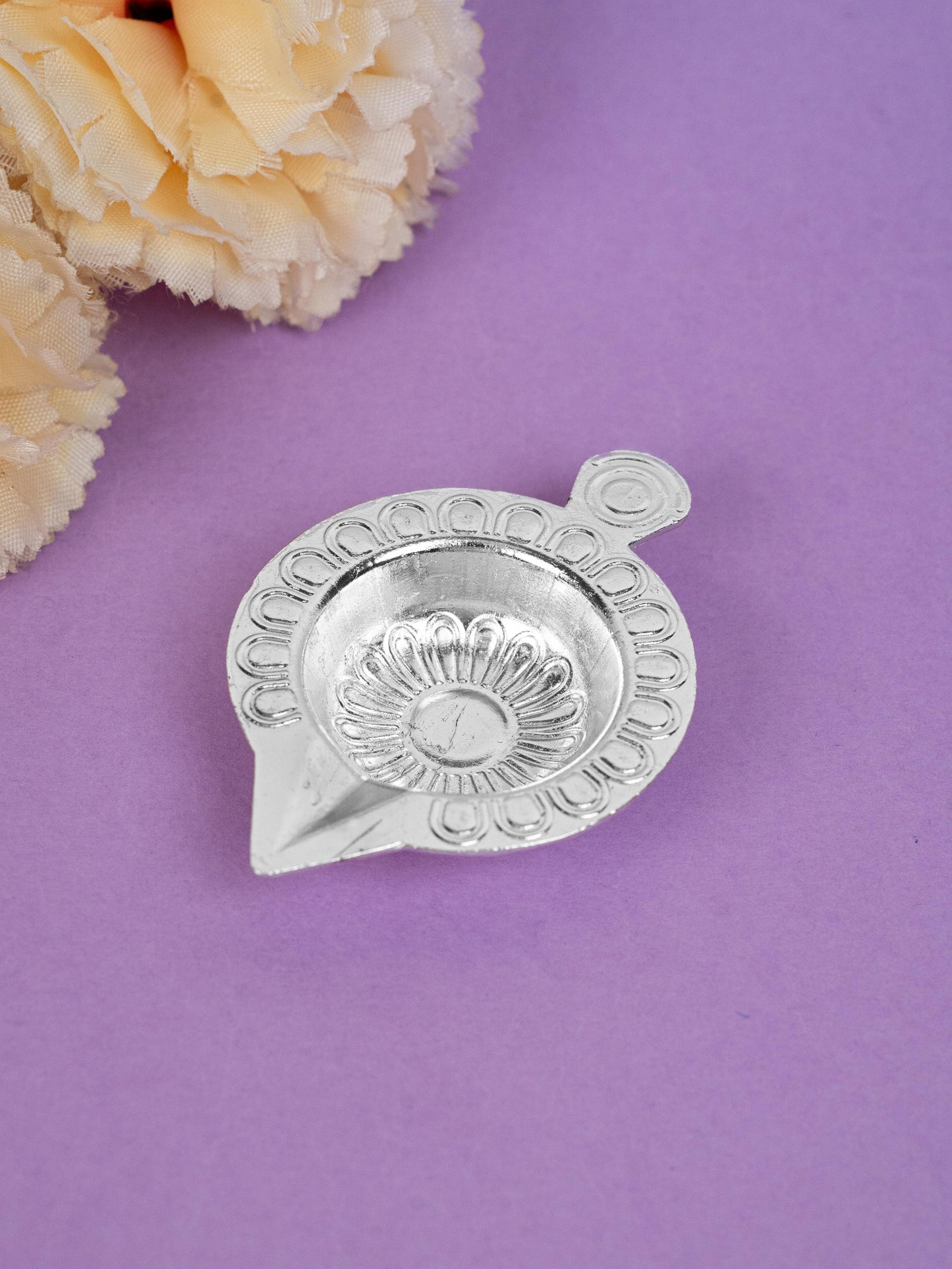 Zinc Alloy Diya Set of 2 - Silver - WBG1789-2