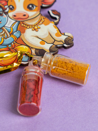 Krishna with Cow Haldi Kumkum Set - WBG1793