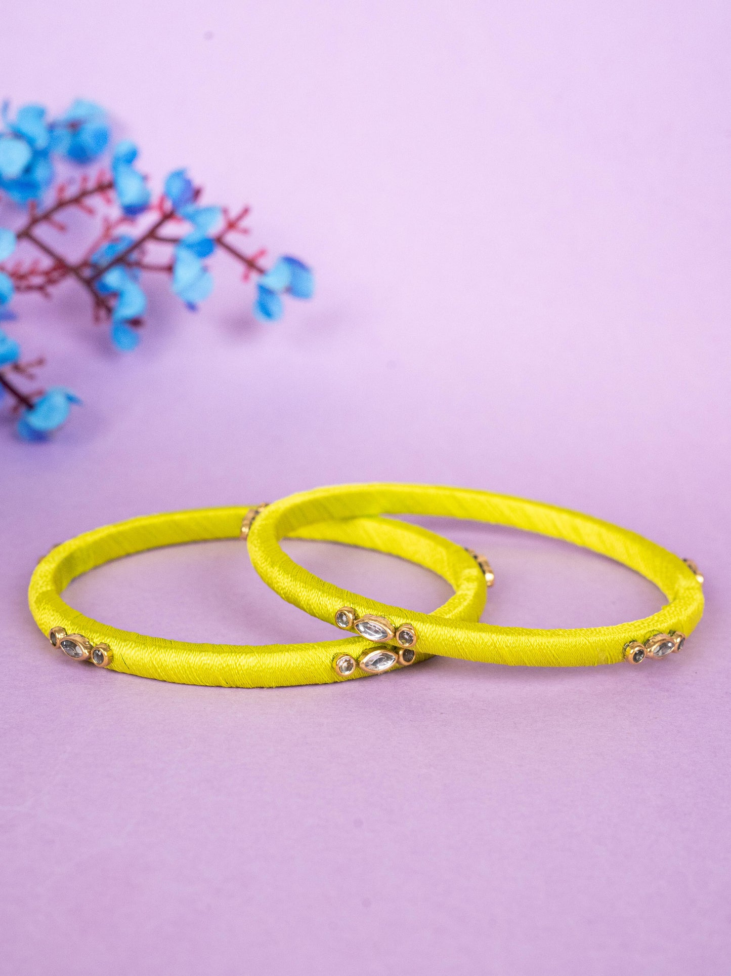 Silk Thread Bangles - Set of 2 - 2.8 inch - WBG1796-2