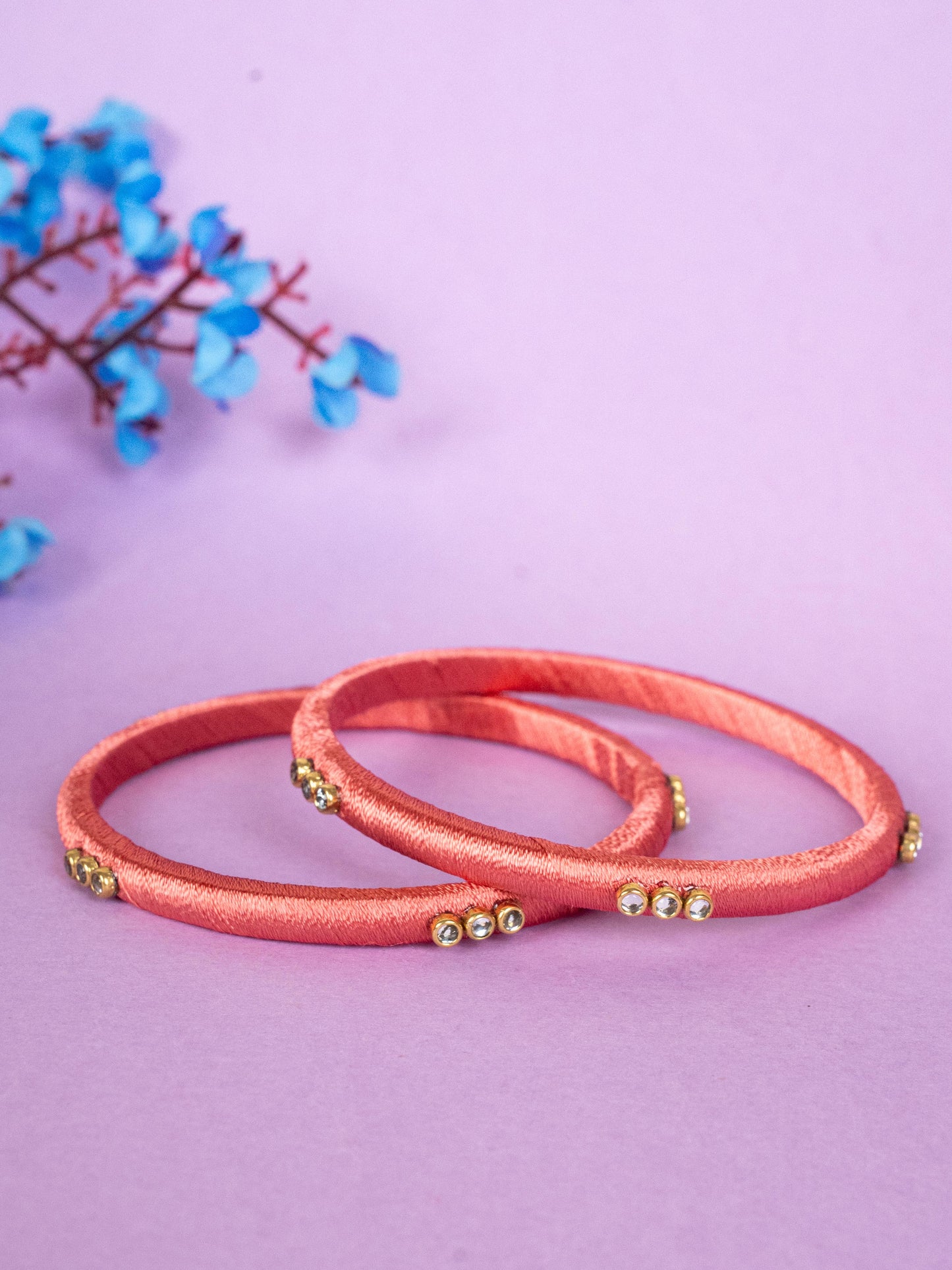 Silk Thread Bangles - Set of 2 - 2.6 inch - WBG1796-1