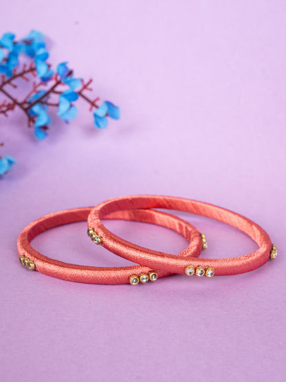 Silk Thread Bangles - Set of 2 - 2.6 inch - WBG1796-1