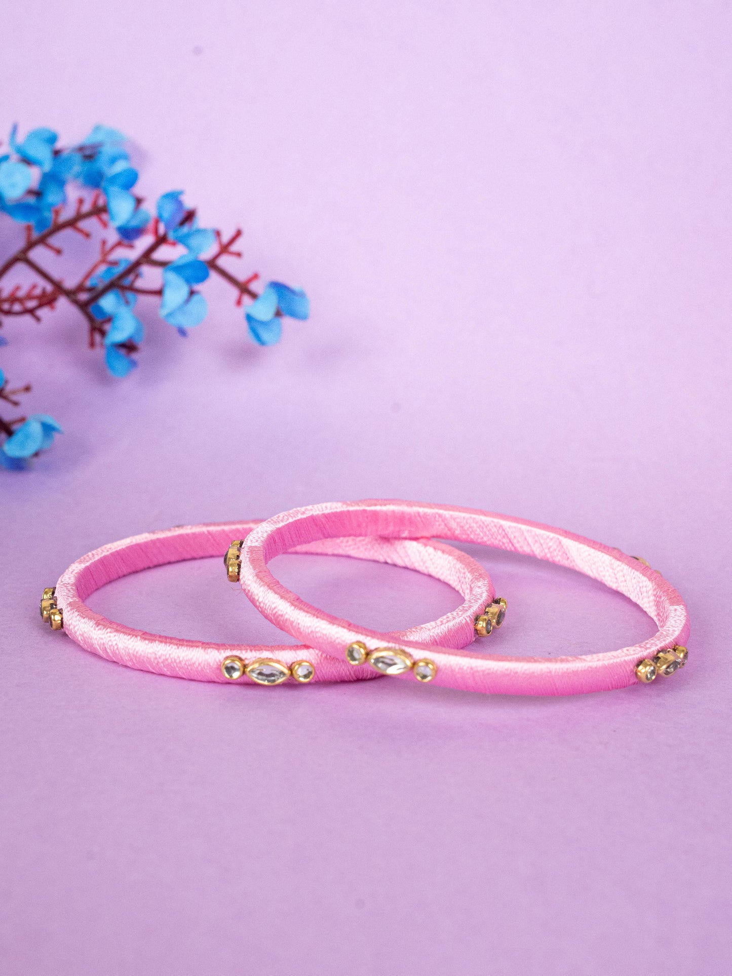 Silk Thread Bangles - Set of 2 - 2.6 inch - WBG1796-1