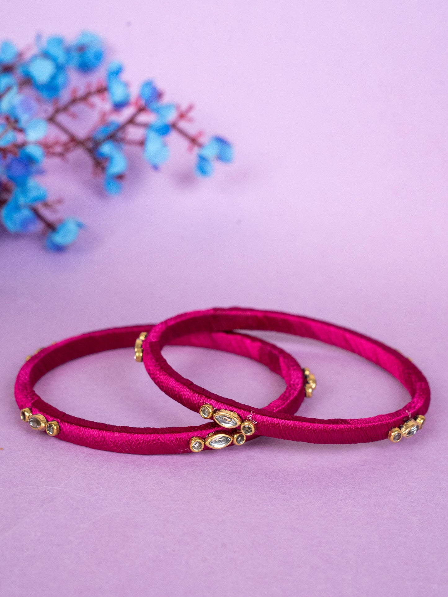 Silk Thread Bangles - Set of 2 - 2.6 inch - WBG1796-1