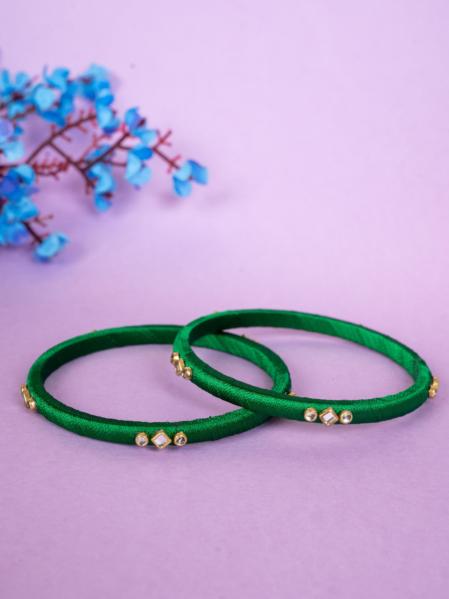 Silk Thread Bangles - Set of 2 - 2.6 inch - WBG1796-1