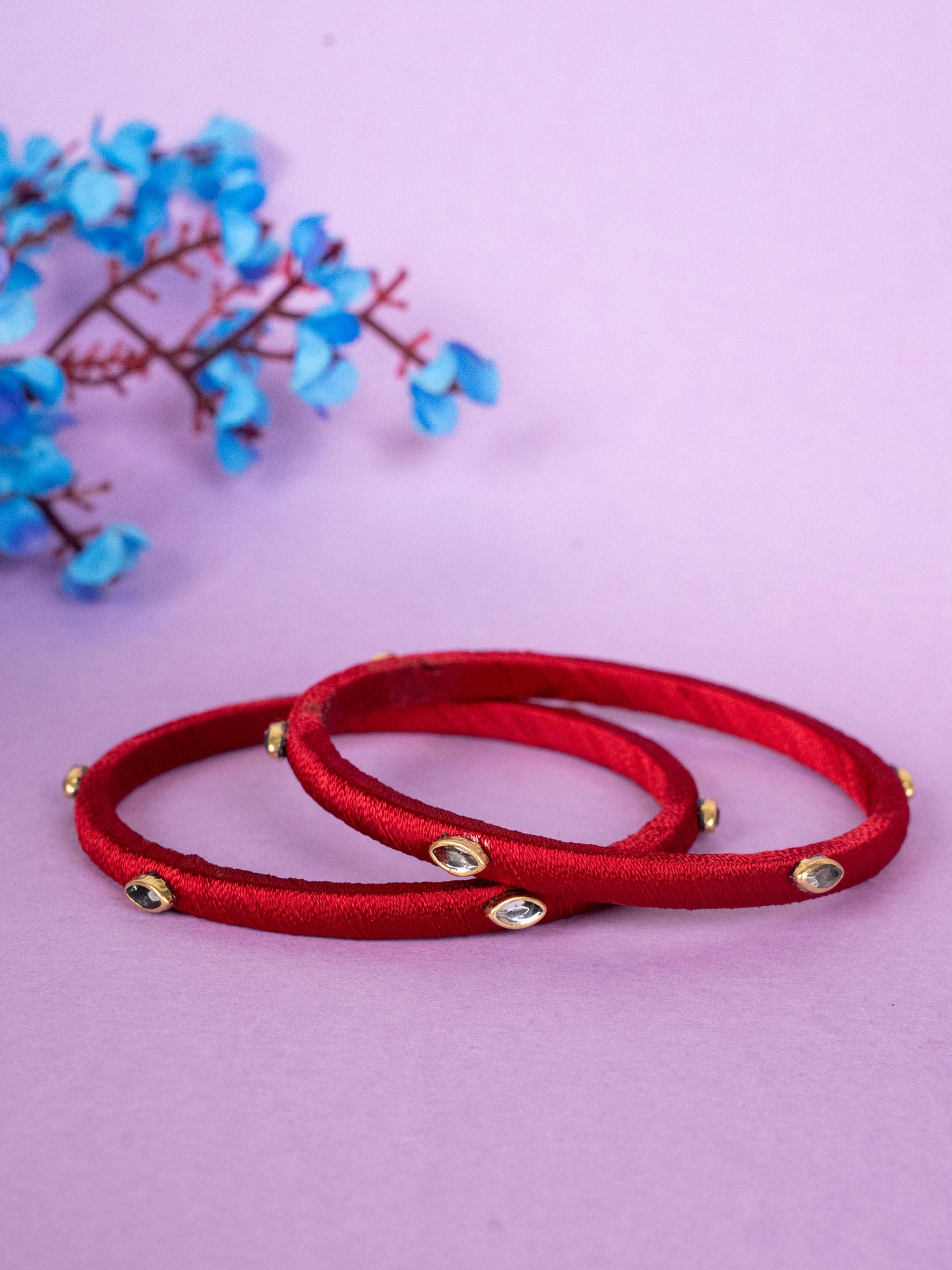Silk Thread Bangles - Set of 2 - 2.6 inch - WBG1796-1