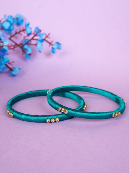 Silk Thread Bangles - Set of 2 - 2.8 inch - WBG1796-2