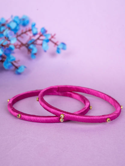 Silk Thread Bangles - Set of 2 - 2.8 inch - WBG1796-2