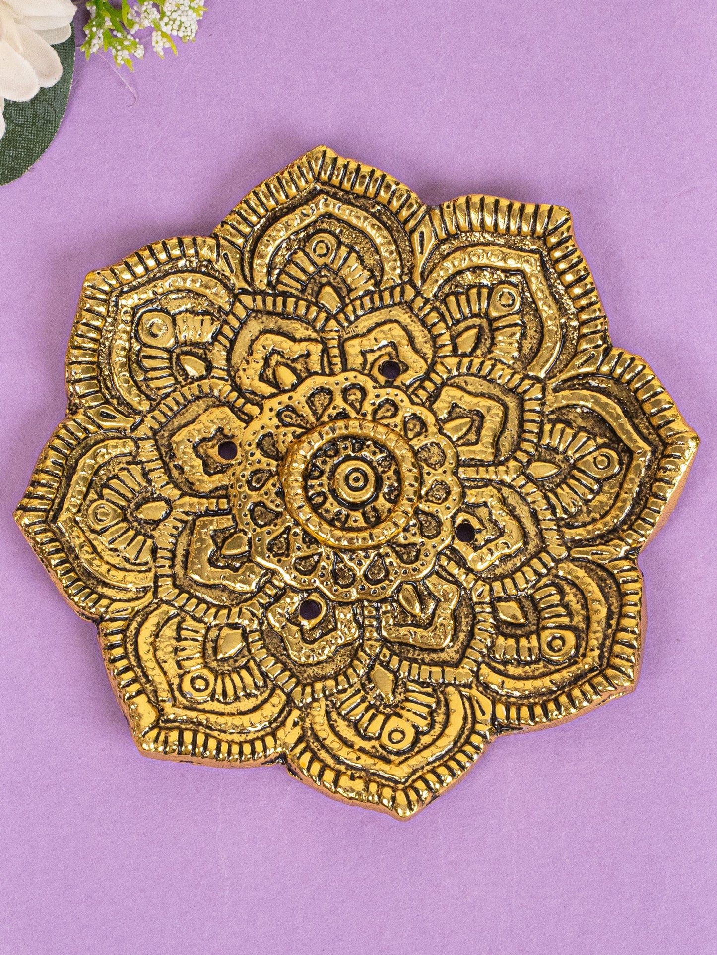 Zinc Alloy - Flower Agarbathi Stand - Gold - WBG1801-1