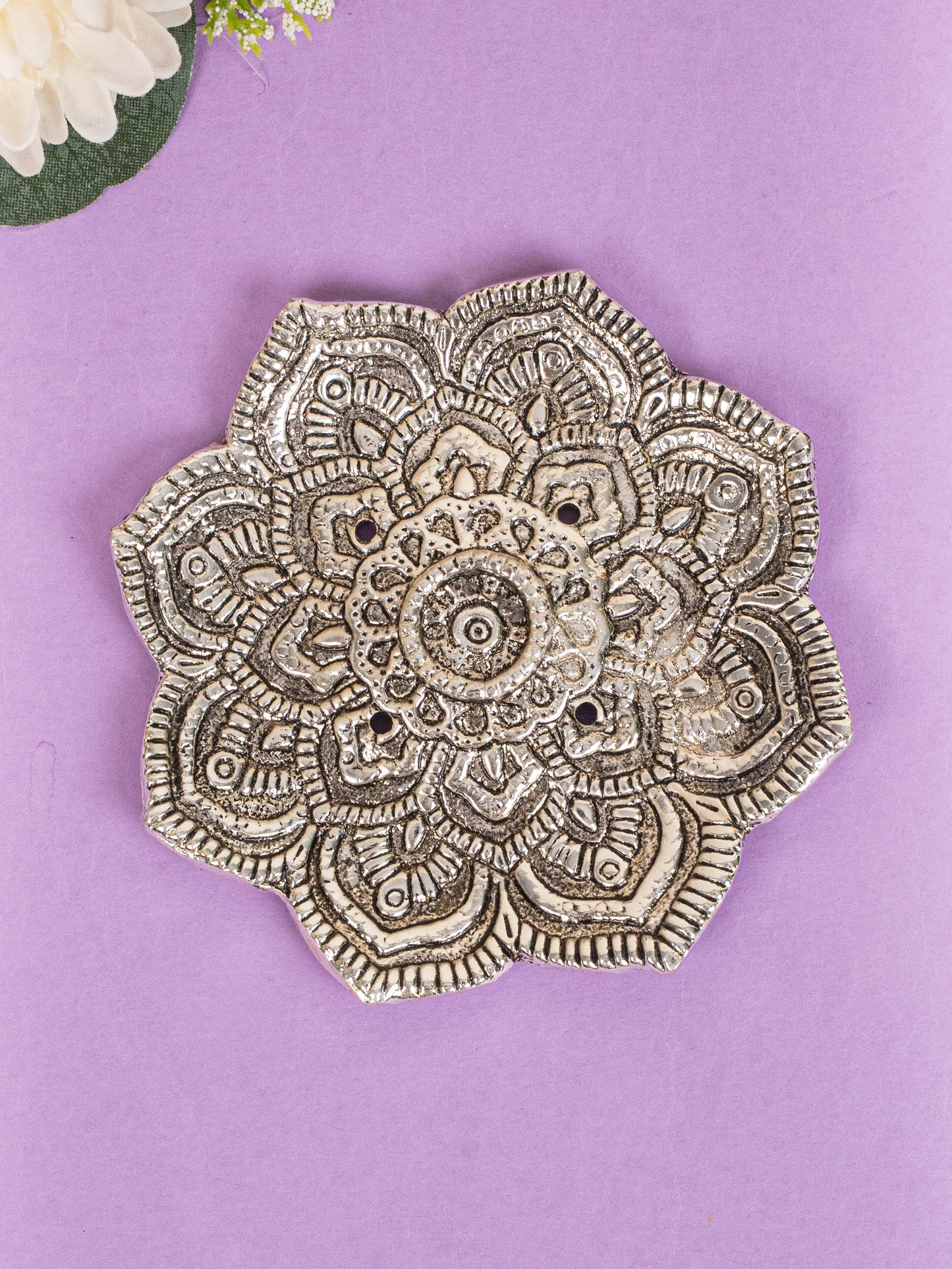 Zinc Alloy - Flower Agarbathi Stand - Silver - WBG1801-2