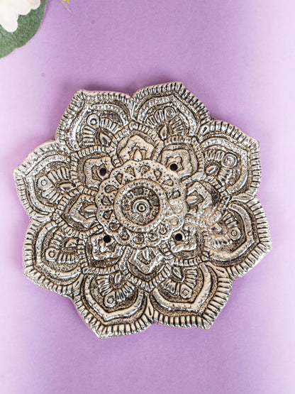 Zinc Alloy - Flower Agarbathi Stand - Silver - WBG1801-2