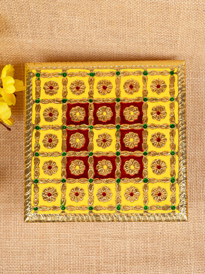 Meenakari Manai - Yellow - 8x8 inch - WBG1806-3