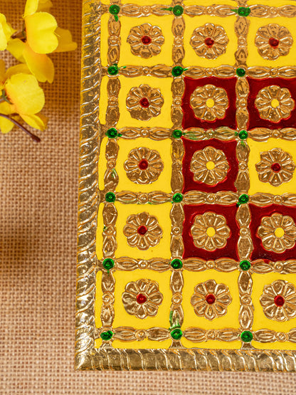 Meenakari Manai - Yellow - 8x8 inch - WBG1806-3