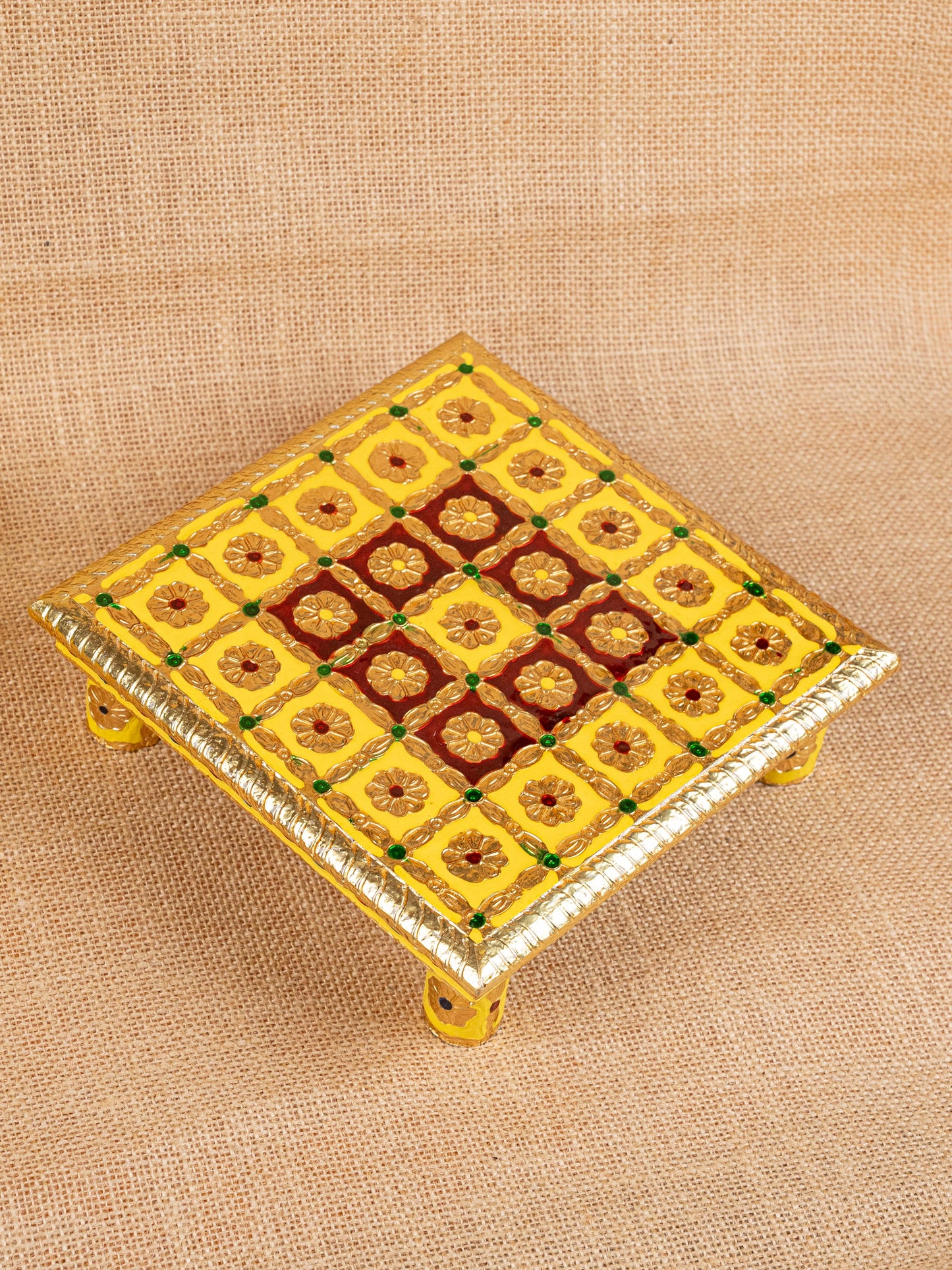 Meenakari Manai - Yellow - 8x8 inch - WBG1806-3