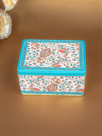 Tin Box - Floral Peacock Design - 5x3 inch - WBG1808