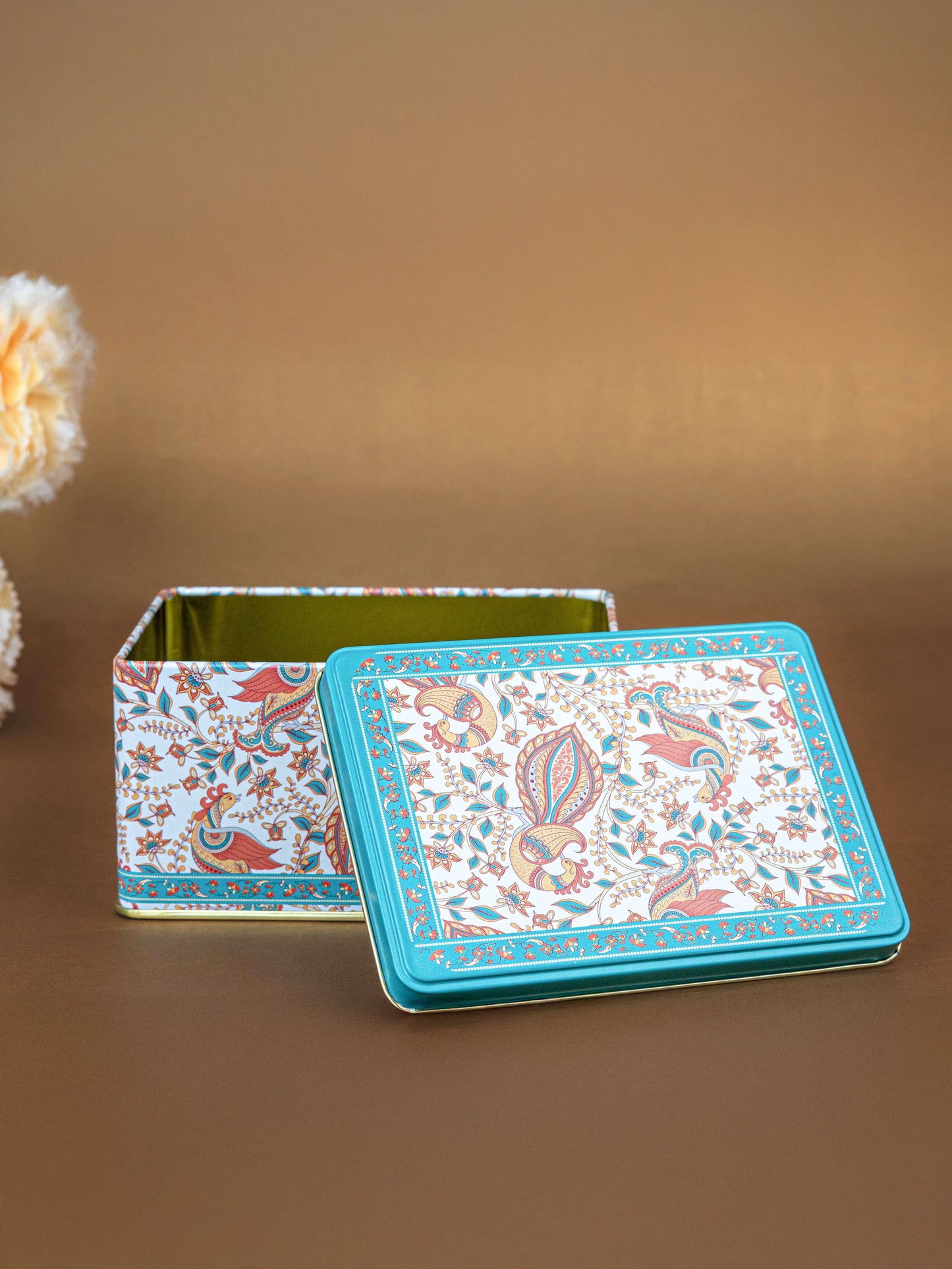 Tin Box - Floral Peacock Design - 5x3 inch - WBG1808
