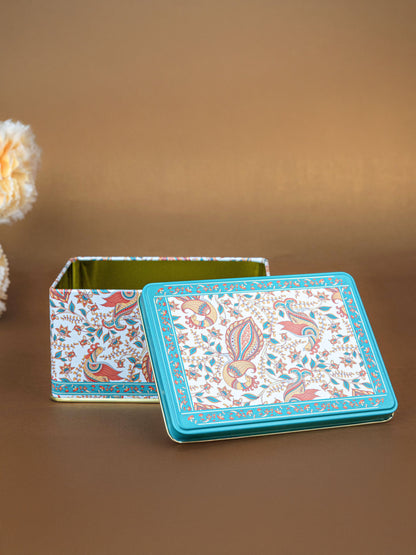 Tin Box - Floral Peacock Design - 5x3 inch - WBG1808