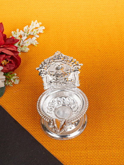 German Silver Lakshmi Diya - 4 inch - WBG1815
