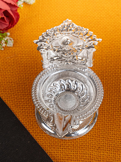 German Silver Lakshmi Diya - 4 inch - WBG1815