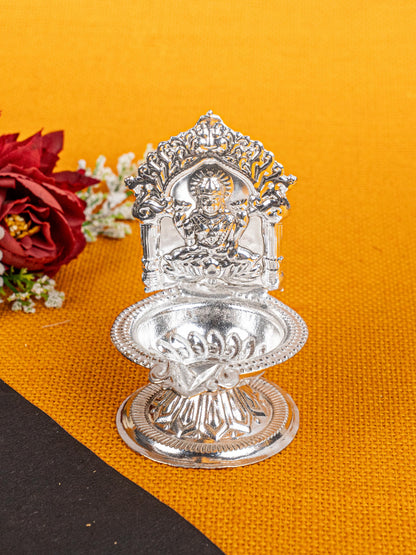 German Silver Lakshmi Diya - 4 inch - WBG1815