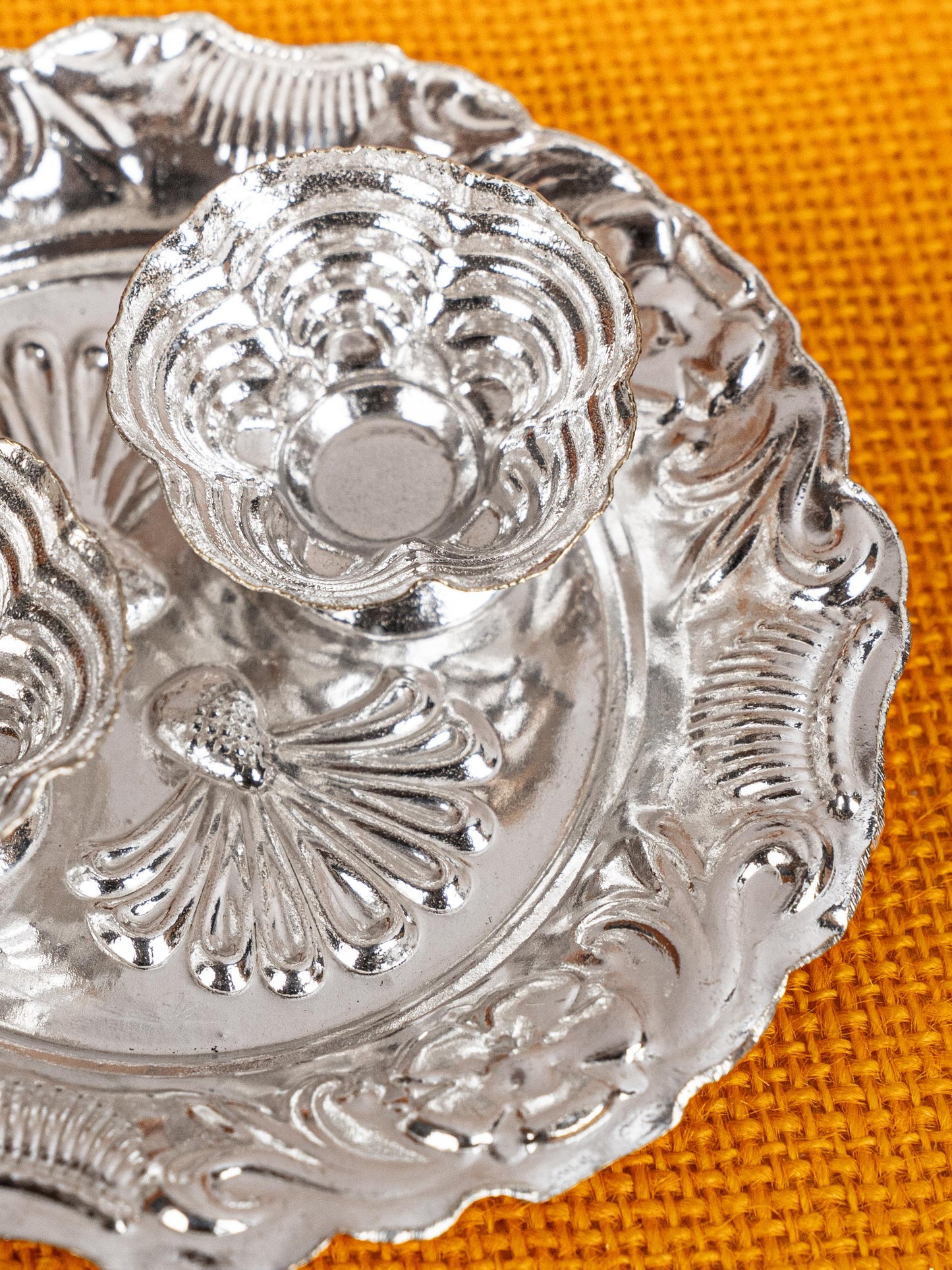 German Silver 2 Cup Kumkum - 4 inch - Round - WBG1816